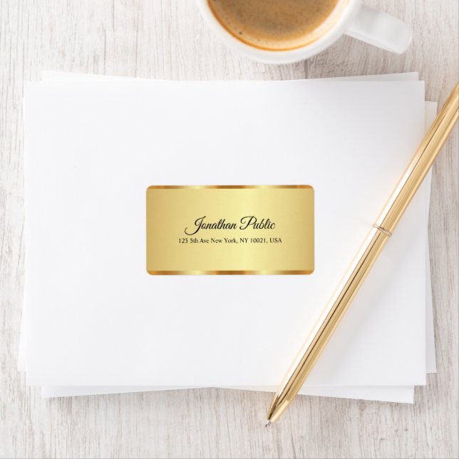 Modern Sleek Elegant Gold Handwritten Script Name Label (Insitu)