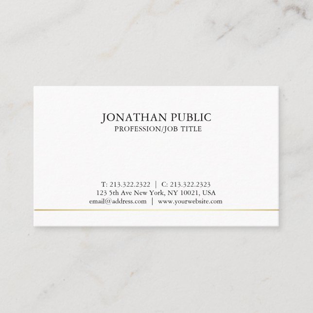 Modern Sleek Plain Stylish Professional Chic Business Card (Front)