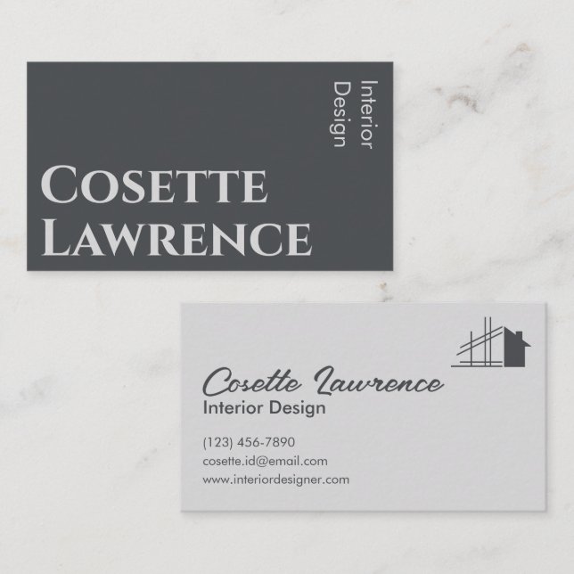 Modern Sleek Sophisticate Bold Charcoal Typography Business Card (Front/Back)