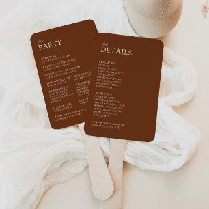 Modern & Sleek Typography Wedding Program Hand Fan