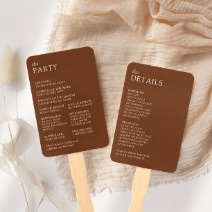 Modern & Sleek Typography Wedding Program Hand Fan