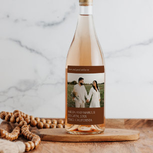 Modern & Sleek Typography Wedding Wine Label