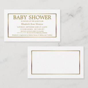 Modern & Sleek, White & Gold Baby Shower Invite