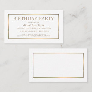 Modern & Sleek, White/Gold Birthday Party Invite