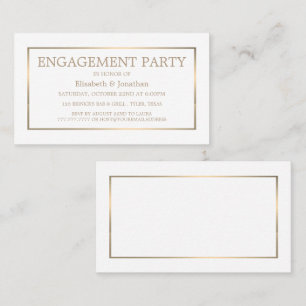 Modern & Sleek, White/Gold Engagement Party Ticket