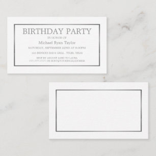 Modern & Sleek, White/Silver Birthday Party Invite