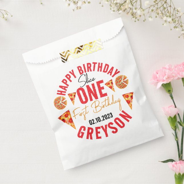 Modern Slice Slice Baby Pizza 1st Birthday Favour Bags (Sealed)