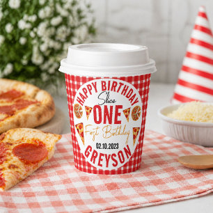 Modern Slice Slice Baby Pizza 1st Birthday Paper Cups