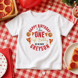 Modern Slice Slice Baby Pizza 1st Birthday T-Shirt