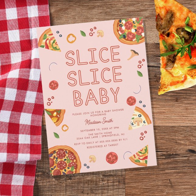 Modern Slice Slice Baby Pizza Baby Shower Invitation (Creator Uploaded)