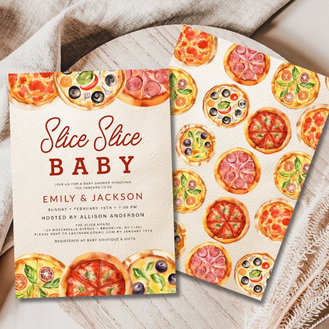 Modern Slice Slice Baby Pizza Baby Shower Invitation (Creator Uploaded)