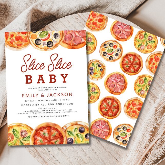 Modern Slice Slice Baby Pizza Baby Shower Invitation (Creator Uploaded)