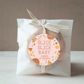 Modern Slice Slice Baby Pizza Party Favours Classic Round Sticker
