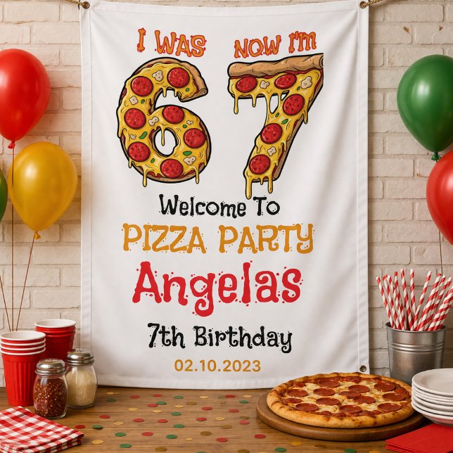 Modern Slice Slice Boy Six Seven Birthday Party Banner (Modern Slice Slice Boy Six Seven Birthday Party Banner)