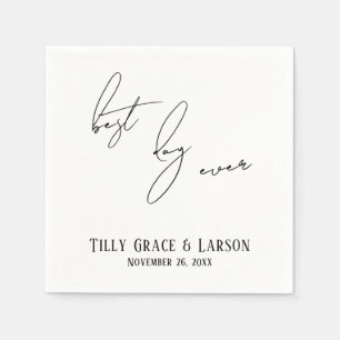 Modern Slim Handwriting Simple Best Day Ever Napkin