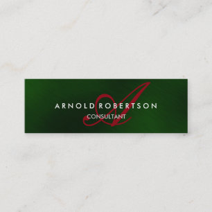 Modern Slim Monogram Green Red Trend Business Card
