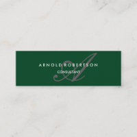 Modern Slim Monogram Trendy Forest Green Grey