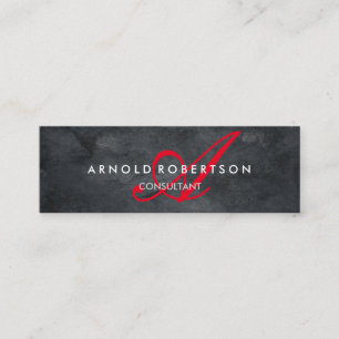 Modern Slim Monogram Trendy Grey Background Mini Business Card
