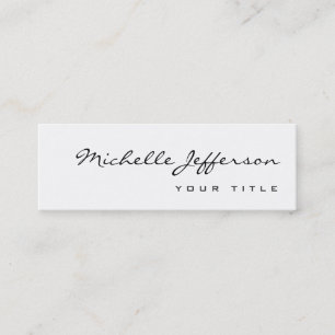 Modern Slim Trendy Chic White Business Card