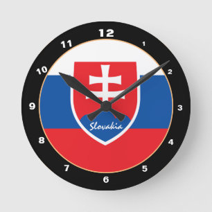 Modern Slovakia Flag & Slovakia Home / design Round Clock