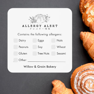 Modern Small Bakery Allergy Alert Square Sticker