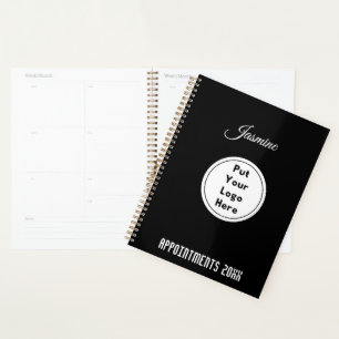 Modern Small Business Black & White Logo Year Name Planner