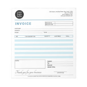 Modern Small Business Invoice Sales Receipt Blue Notepad