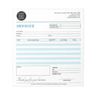 Modern Small Business Invoice Sales Receipt Blue Notepad