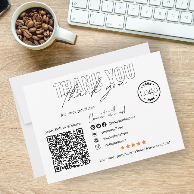 Modern Small Business QR Code | Logo Thank You Card (Creator Uploaded)