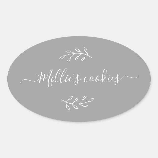 Modern Small Business Script Name Grey Label (Front)