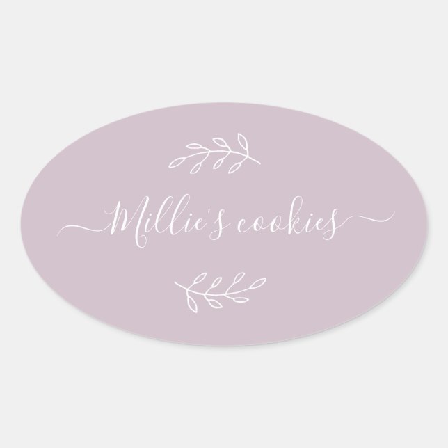 Modern Small Business Script Name Purple Label (Front)