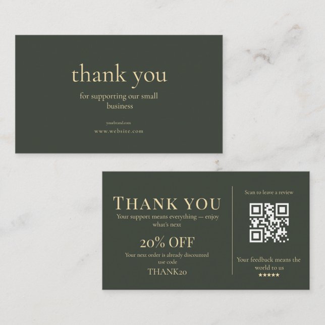 Modern Small Business Thank You Discount QR Card  (Front/Back)