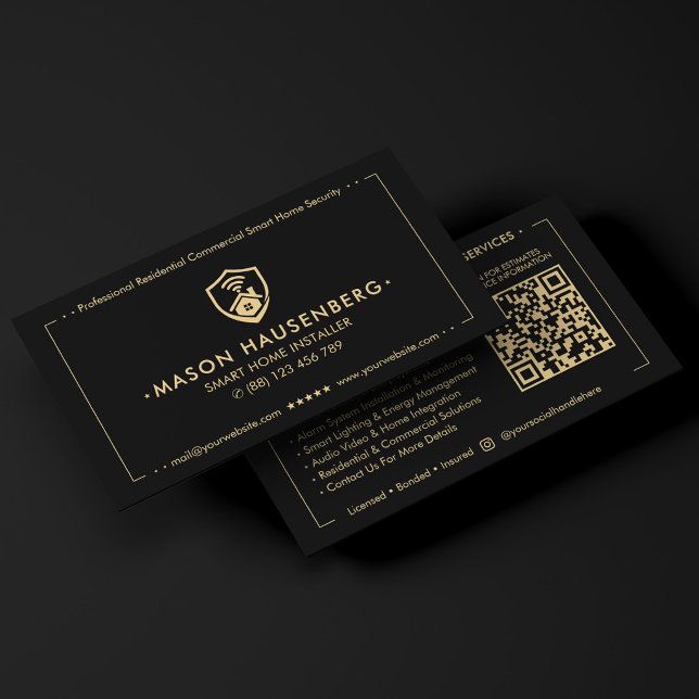 Modern Smart Home Security Installer Black Business Card (Modern Smart Home Security Installer Black Business Card
)