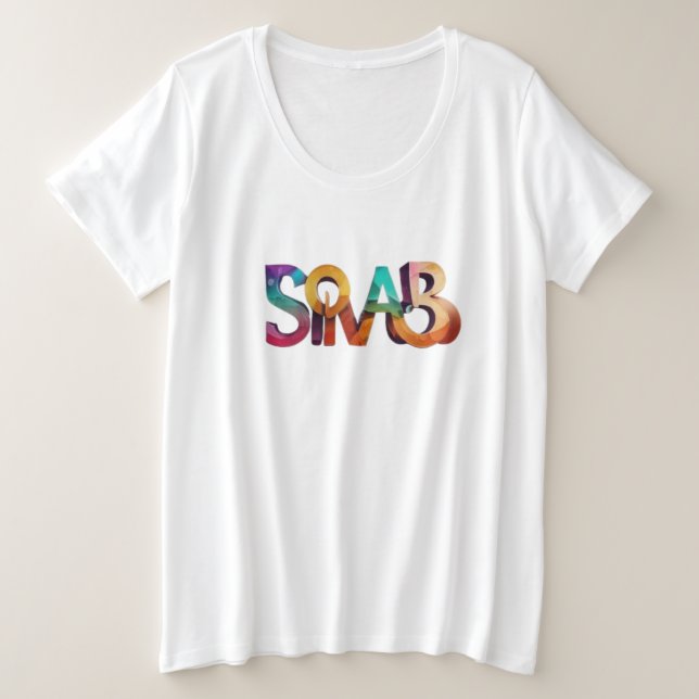 Modern 'Smart' Lettering  Plus Size T-Shirt (Design Front)