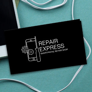 Modern Smartphone Repair Black and white Business Card