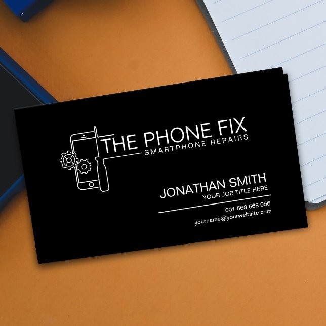 Modern Smartphone Repair Black and white Business Card (Creator Uploaded)