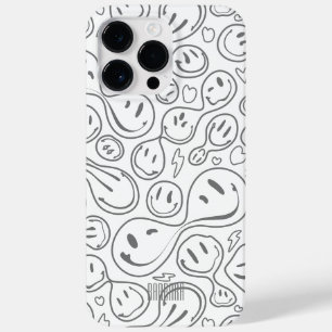 Modern Smiling Face Smile Pattern Stylish White Case-Mate iPhone 14 Pro Max Case