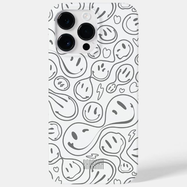 Modern Smiling Face Smile Pattern Stylish White  Case-Mate iPhone Case (Back)