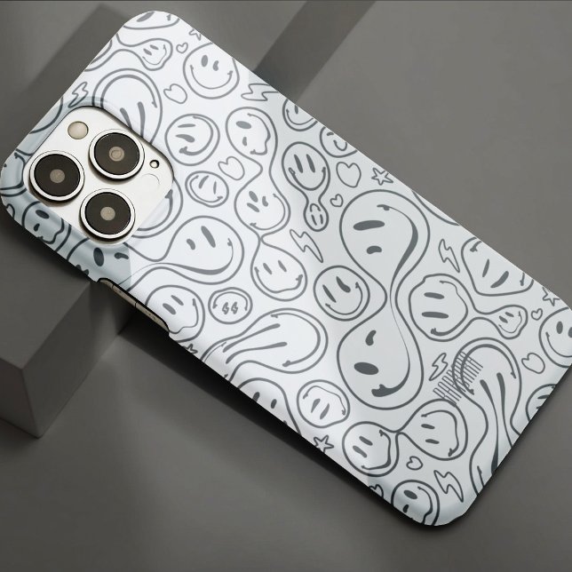 Modern Smiling Face Smile Pattern Stylish White  iPhone Case (Modern Smiling Face Smile Pattern Stylish White Case-Mate iPhone Case
)
