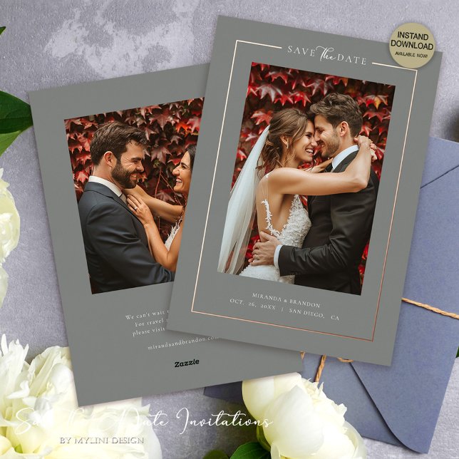 Modern Smoke Elegant Photo Wedding Save the Date (Creator Uploaded)