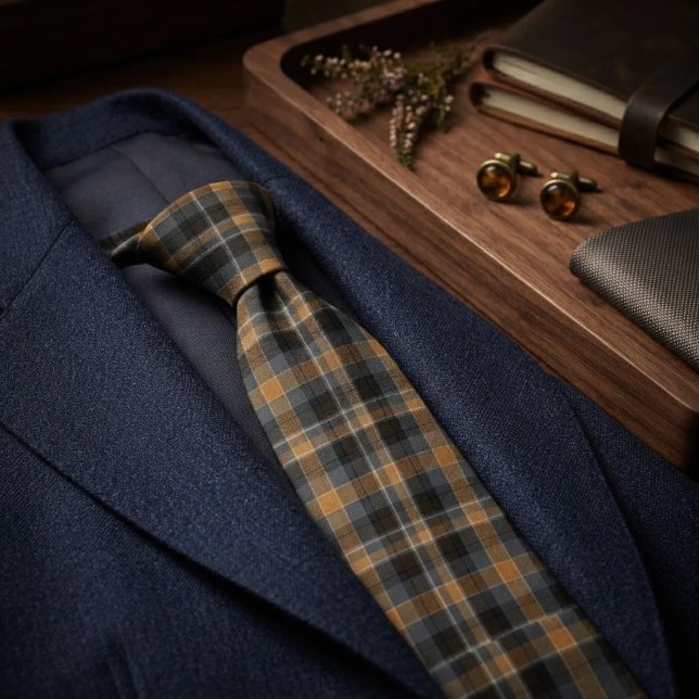 Modern Smokey Amber Tartan Plaid  Tie (Creator Uploaded)