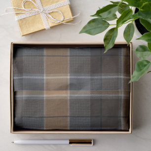 Modern Smokey Amber Tartan Plaid Tissue Paper