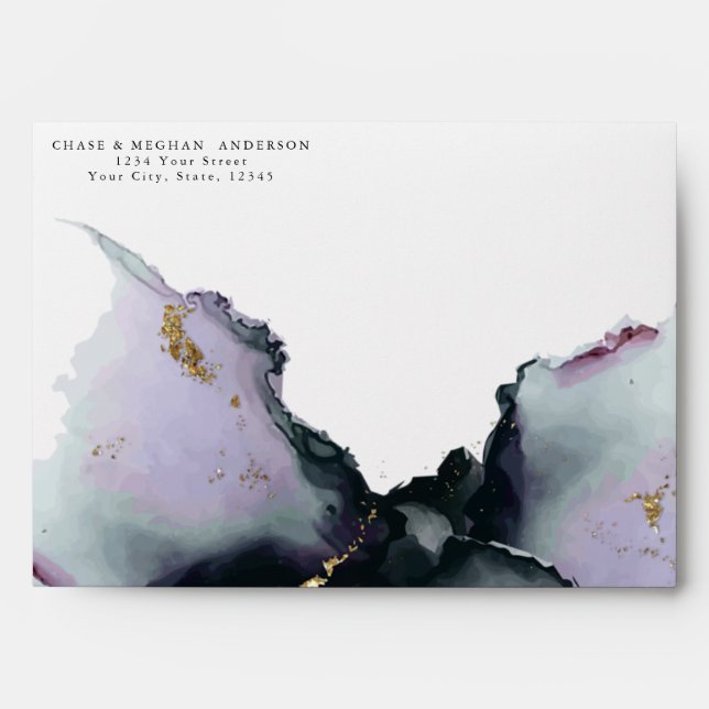 Modern Smokey Amethyst and Dusty Blue Abstract Envelope (Front)