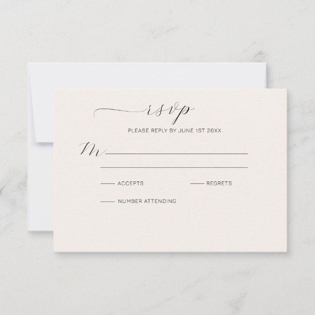 Modern Smokey Gold and Line Floral Ampersand RSVP Card (Front)