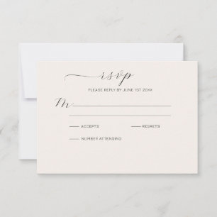 Modern Smokey Gold and Line Floral Ampersand RSVP Card