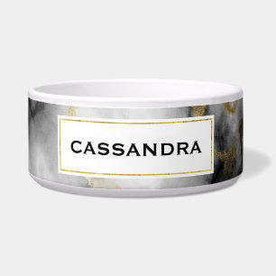 Modern Smoky Grey Marble with Gold Ribbon