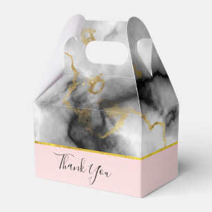 Modern Smoky Grey Marble with Gold Ribbon Wedding Favour Box