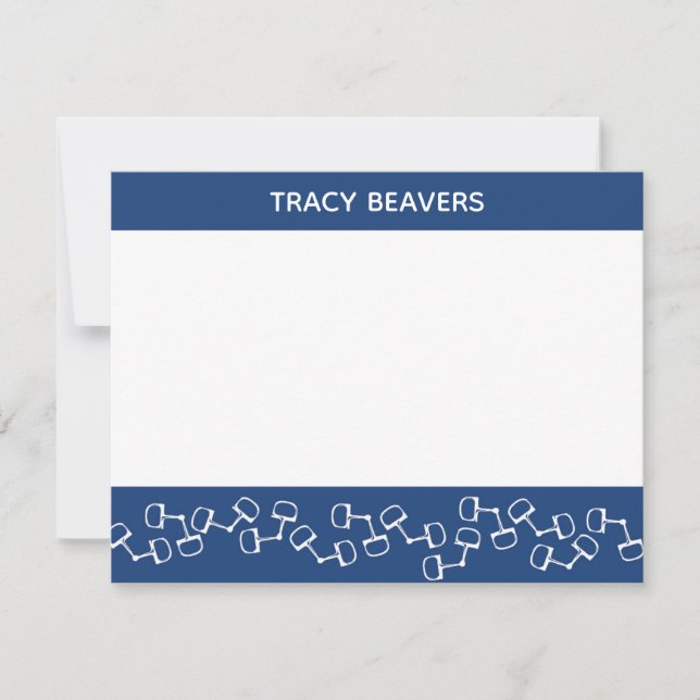 Modern Snaffle Bit Horse Note Card - Navy (Front)