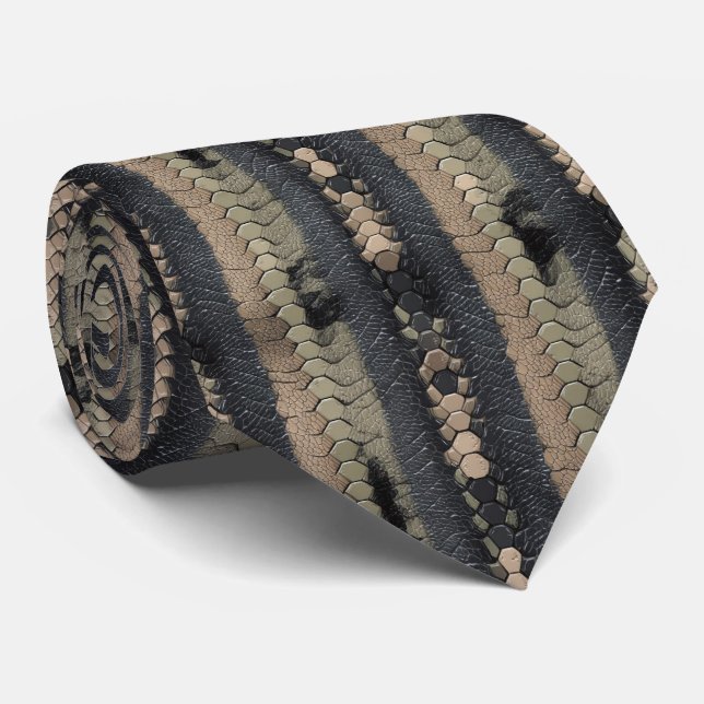 Modern Snake Skin Pattern Tie (Rolled)