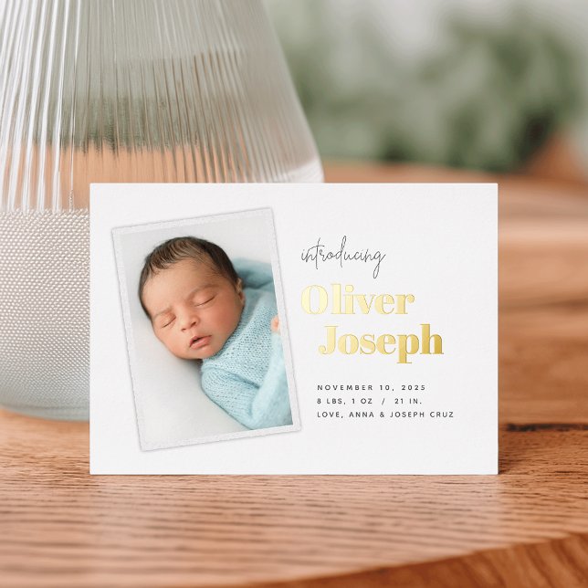 Modern Snapshot | Foil Birth Announcement (Creator Uploaded)